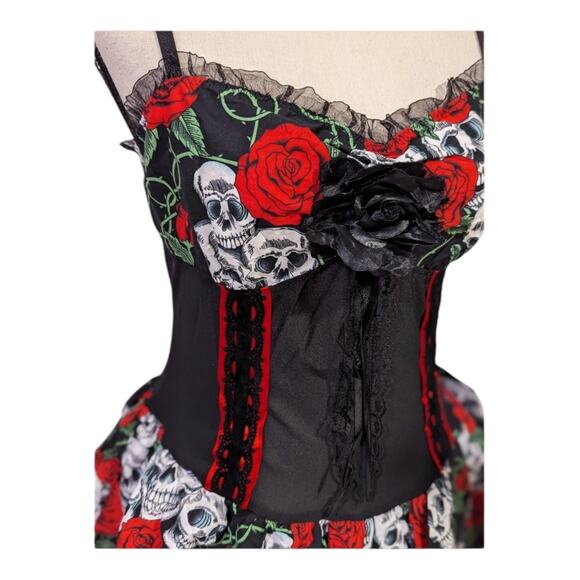 Lip Service sugar skull dia Skull & Rose dress Goth & Punk dress size XS - Picture 8 of 15